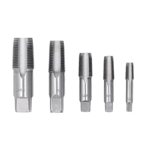 Produktbild: 5-teiliges NPT-Rohrgewindebohrer-Set, Kohlenstoffstahl-Gewinde, Sanitär-NPT-Gewindebohrer-Set für Sanitärbedarf