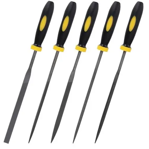 Produktbild: 5-teiliges Nadelfeilen-Set, professionelle Metallfeilen, kleine Nadelfeilen, Metallfeilen, Raspel, Diamantfeilen mit Gummigriff für Juweliere, Holzschnitzerei, Handwerk, Leder