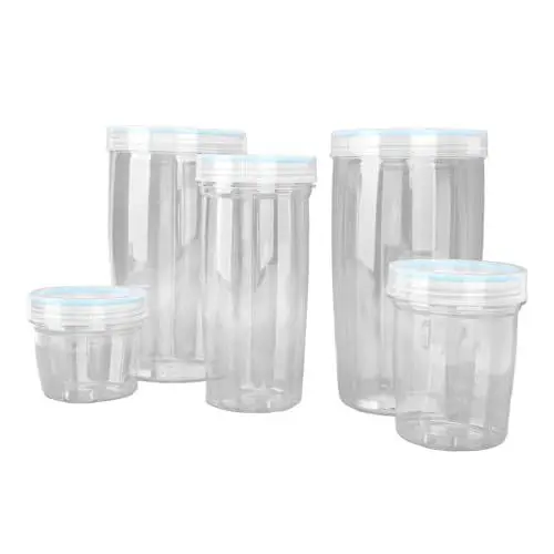 Produktbild: 5-teiliges, durchsichtiges Plastikdosen-Set mit Deckel, luftdichtes Frischhaltedosen-Set, stapelbare Frischhaltedosen, Plastikdosen mit Deckel zum Aufbewahren von Nudeln, Keksen, (Blue)