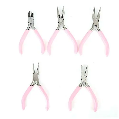 Produktbild: 5-teiliges rosa Zangen-Schmuck-Werkzeug-Set, Mini-Zangen-Set, 10,2 cm, Metall-Zangen-Set, Schmuck-Herstellung, Werkzeug, Schmuck-Zangen-Set, Schmuck-Zangen-Set, Schmuck-Werkzeuge, Reparaturwerkzeuge