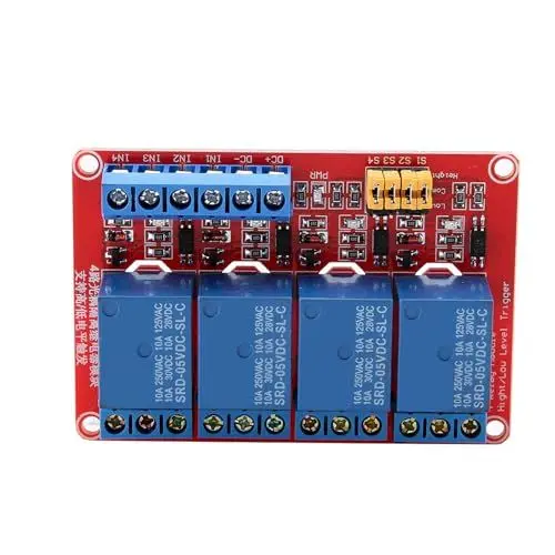 Produktbild: 5V/12V/24V 4-Kanal-Relaismodul-Relaisschalter, High-Low-Trigger mit OPTO-Isolation High-Low-Level-Trigger (24V)