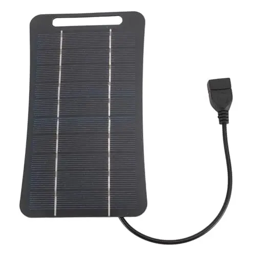 Produktbild: 5W USB Solar Panel Ladegerät, Leicht- und Energieeinsparung, Tragbares Handheld -Solarpanel für Campingreisen Im Freien Kann an der Tasche Aufgehängt Werden, Wesentliches (BLACK)