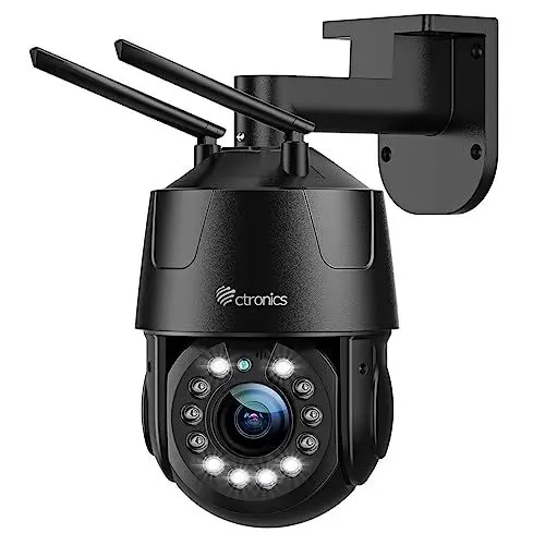 Produktbild: 5X Optischer Zoom Ctronics 4K 8MP Überwachungskamera Aussen WLAN, 2,4/5GHz WiFi IP Kamera Outdoor Personen/Fahrzeug/Tiererkennung Automatische Verfolgung 50M Farbnachtsicht 2-Wege Audio 355°90° IP66