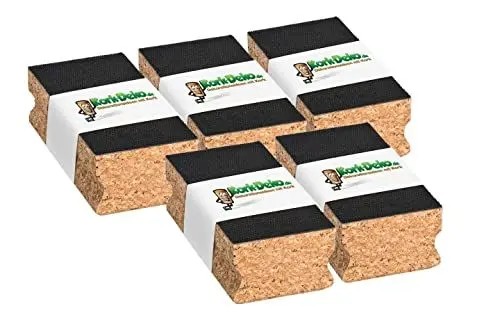 Produktbild: 5x Kork-Schleifklötze | mit Kletthaftsystem & abgerundeten Kanten | 12x6x4 cm | für Schleifpapier, Schmirgelpapier, Sandpapier | 5er-Pack