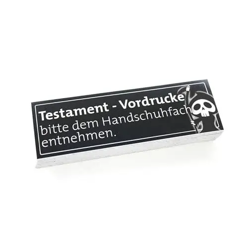 Produktbild: 5x TESTAMENT VORDRUCKE im Handschuhfach Aufkleber, lustig Himmel Hölle Auto Sticker Pack