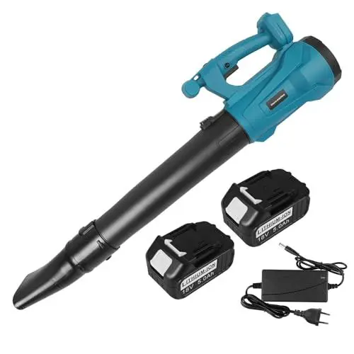 Produktbild: 6 Drehzahl Einstellbar Akku Laubbläser, ASUNCELL 18V Kabellos Gebläse mit 2 Stuck 5.0Ah Akkus und Ladegerät für Garten, für Garten, Rasenpflege, Gartenarbeit, Schneeräumung