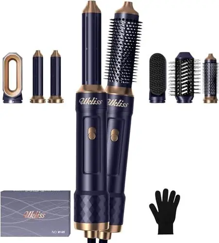 Produktbild: 6 IN 1 Air Styler Set, 2024 Negativ Ionen Airstyler mit Warmluftbürste, Rundbürstenföhn, Airflow Lockenstab Automatisch, Haarglätter Bürste, für Trocknen, Glätten, Volumen, Locken