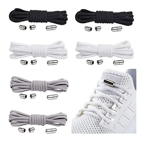 Produktbild: 6 Paar Elastische Schnürsenkel mit Metallkapsel, Einstellbare Schnürsenkel Ohne Binden, Gummi Schuhbänder mit Kapseln, Gummischnürsenkel für Sneaker, Laufschuhe, Sporschuhe