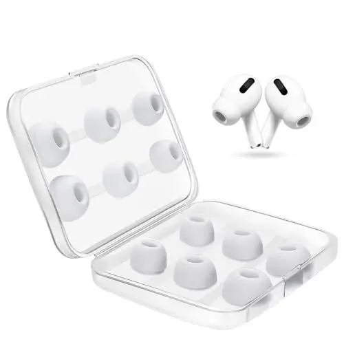 Produktbild: 6 Paar Ersatz-Ohrstöpsel kompatibel mit Airpods Pro/Airpods Pro 2 Kopfhörer Aufsätze Silikontips mit Loch zur Geräuschreduzierung und tragbarem Aufbewahrungsetui S/M/L Weiß