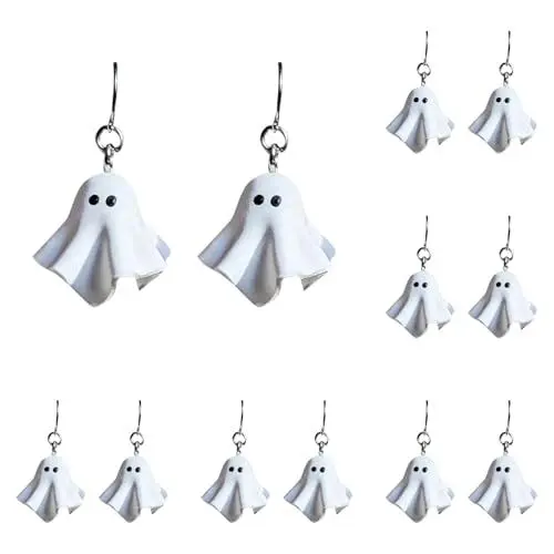 Produktbild: 6 Paare Geister Ohrringe für Damen,Halloween Party Ohrringe Geister Horror Halloween Ohrringes Geschenk für Frauen (Weiß)