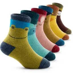 Produktbild: 6 Paare Warme Socken Kinder Dicke Socken Mädchen Wintersocken Bunte Jungen Thermosocken 27-30/5-7 Jahre