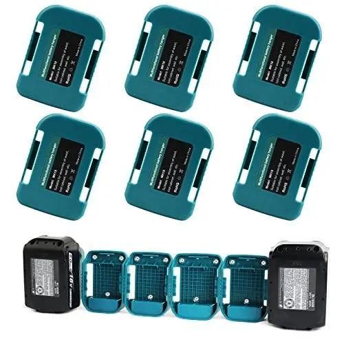 Produktbild: 6 Pack QUPERR Akkuhalter, Akkuhalterung Aufhänger Akku-Aufbewahrungsgestell Akku-Dockhalterung Kompatibel mit Makita 18v Lithium ion Werkzeug Akku BL1860 BL1850 BL1840 BL1830 BL1820 BL1815N