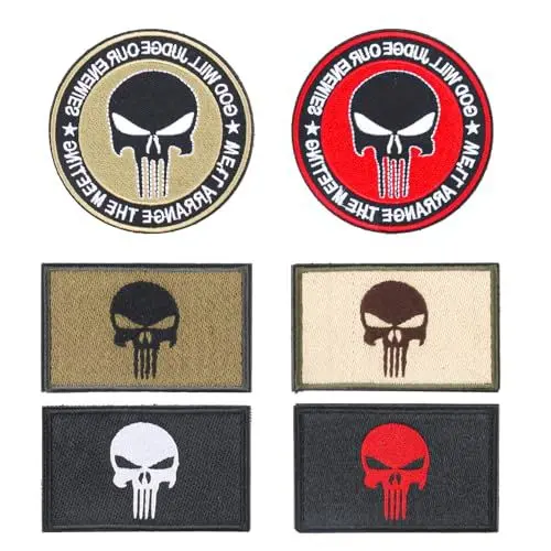 Produktbild: 6 STK Klettpatches Klett Militär, Punisher Patch, Skull Punisher Aufnäher, Klett Patches, Militär Patches Aufkleber, Airsoft Patch Abzeichen Militärs für Rucksäcke Taktische Kleidung