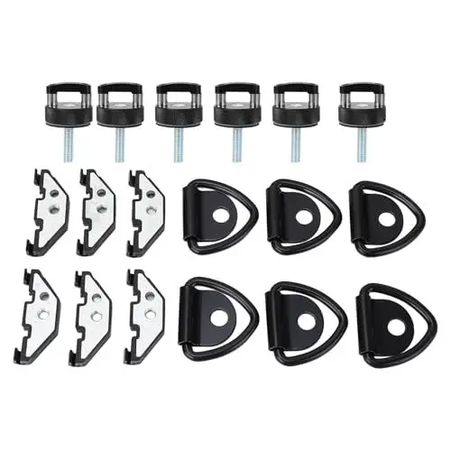 Produktbild: 6 Sets Hardtop-Schrauben-Set, Hardtop-Schnellverschluss-Rändelschraube mit D-Ringen und Haltemutter aus Edelstahl für JK JL JT (BLACK)