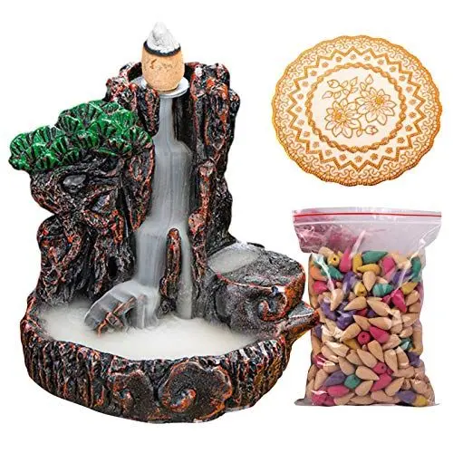 Produktbild: 6 Stile Weihrauchbrenner Wasserfall Mountain Waterfall RückflussRäuchergefäß Rückfluss Mit 50 Reflux-Räucherkegel, Rückfluss Räuchergefäß Halter Wasserfall Kreativer Rückfluss-Weihrauchbrenner