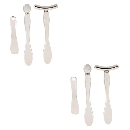 Produktbild: Beaupretty 2 Sets Hautpflege-tool Creme Make-up Gesichtscreme-stick Augencreme-schaufel Zinklegierung Tragbar Und Einfach Zu Verwenden 3 Stück * 2