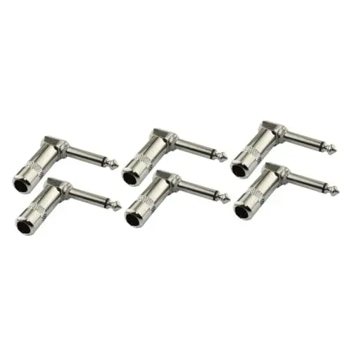 Produktbild: 6 Stk Kabelstecker gitarrenkabel guitar cable mm Klinkenstecker 6,35 mono vernickelter Krümmer vernickelter E-Gitarrenstecker elektrische Gitarre Ellbogen Schweißkopf Zinklegierung
