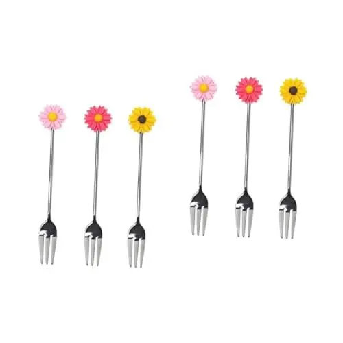 Produktbild: 6 Stk Rührgabel Dessertgabeln Gänseblümchen-fruchtgabeln Kuchengabel Fruchtgabel Frucht Fruchtgabel Besonderes Gänseblümchen Gebäckgabel Cabilock
