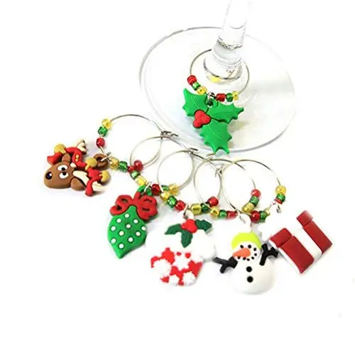 Produktbild: 6 Stk Weingläser Weinglas-anhänger Glasanhänger Weihnachten Charme Ring