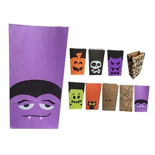Produktbild: 6 Stk pralinen tütchen jelly bag tüten kraftpapier platzchentüte papiertüten Halloween-Geschenktüten Tasche für Halloween-Gefälligkeiten Süssigkeit Süßigkeitentasche Geschenktasche