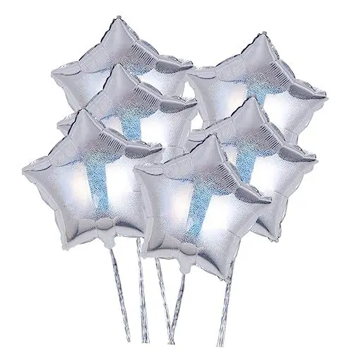 Produktbild: 6 Stück 18 Stern Heliumballon hochzeitsdekoration hochzeits dekoration luftballone balongas Jubiläumsballon Luftballons zur Babyparty Party Folienballons Stern Folienballons Silver VOSAREA