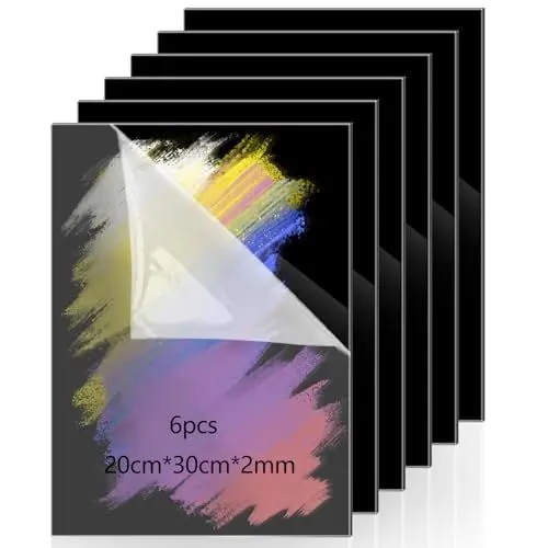 Produktbild: 6 Stück Acrylplatte Schwarz 2mm,A4 Acrylglas Platte,Beliebig Zuschneidbare Acrylplatten Werden für Fotorahmen,Schilder,Acrylscheiben Rund,Malerei,DIY Tischnummern