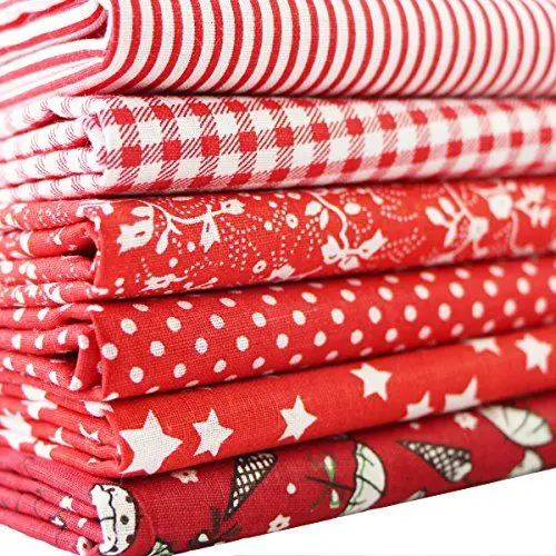 Produktbild: 6 Stück Baumwolle Stoffen Patchwork Nähen DIY Kreative Ideen Gedruckt Baumwollgewebe Stoffpaket 50cm * 50cm Baumwolltuch (ART-4, 50 x 50 cm)