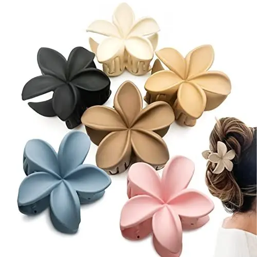 Produktbild: 6 Stück Blumen-Haarklammern, rutschfest, matt, Haarspangen für Damen, dickes Haar bis dünnes Haar, Styling-Accessoires, niedliche Krallen-Clips, Haarspange