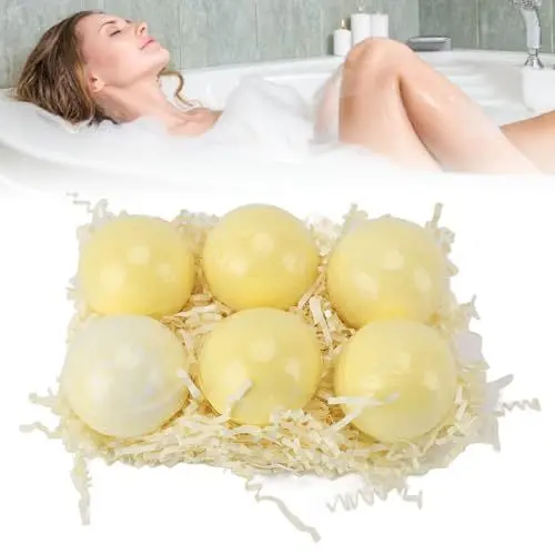 Produktbild: 6 Stück Bunte Zitronen-Schaumbadekugeln, Feuchtigkeitsspendende Hautpflege-Spa-Badesalzkugeln für, Helle Blasen, Kinderfreundliche Düfte, Überraschungen, Perfektes