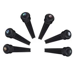 Produktbild: 6 Stück Ebenholz Bridge Pins Natürliches Ebenholz Gitarren Bridge Pin mit Abalone Dot Inlay Akustikgitarre Ersatzteile