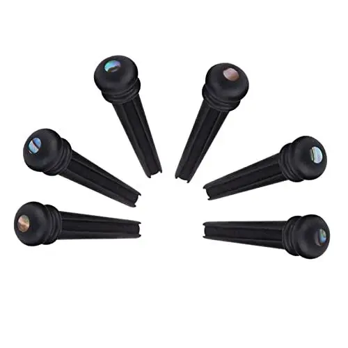 Produktbild: 6 Stück Ebenholz Bridge Pins Natürliches Ebenholz Gitarren Bridge Pin mit Abalone Dot Inlay Akustikgitarre Ersatzteile
