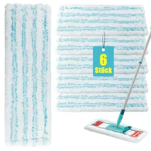 Produktbild: 6 Pack Ersatz-Wischbezüge für Leifheit Profi XL Micro Duo / Cotton Plus alle Stiel Bodenwischer，Bodenwischer für Leifheit Profi XL, Mikrofaser Ersatzbezug für alle Böden