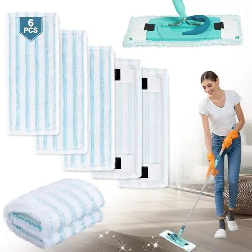 Produktbild: Etievort 6 Stück Ersatzmopptuch für Leifheit Wischbezug, Mopp für Leifheit Clean Twist M Ergo Micro Duo Bodenwischer-Stiele für Alle Böden, Wischbezüge Ersatz Kompatibel für Leifheit Wischbezug, Mikrofaser, GYT-6TBB-1
