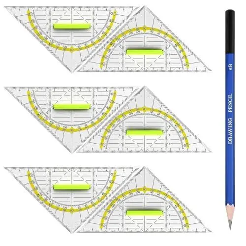 Produktbild: 6 Stück Geodreieck,Mit Griff und Bleistift,16 cm,Geodreieck Mit Griff,Multifunktionales Dreieckslineal,abnehmbarer Griff Lineal Set,bruchsicher und transparent,Geeignet für Studenten und Designer