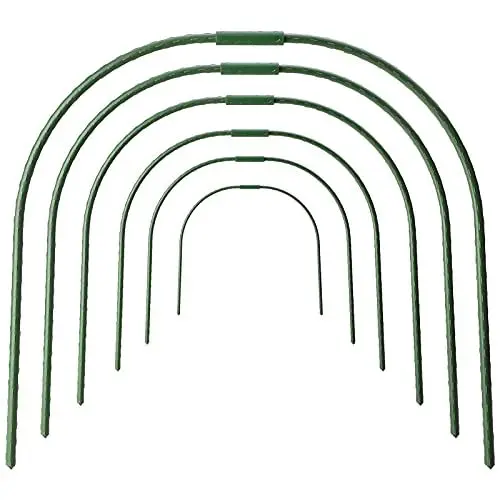 Produktbild: 6 Stück Gewächshaus-Reifen, Kunststoffbeschichtete Stahlrohre, Garten-Reifen, Rahmen, Tunnelstützen, Verstellbare, Stabile Metall-Gartenpfähle, Garten-Reifen-Haus-Set, Tunnel, Gewölbter(Grün)