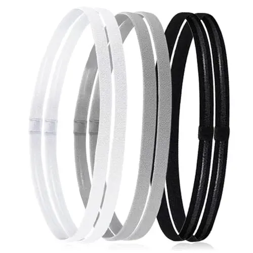 Produktbild: 6 Stück Haarbänder Sport, Stirnband Herren Damen, Haarband Jungs, Dünn Antirutsch Stirnbänder, Sport Feuchtigkeitsableitendes Haarband, für Fußball, Yoga, Laufen