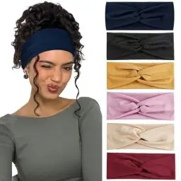 Produktbild: 6 Stück Haarband Damen Elastisch Vintage Stirnbänder Haarband Breit Rutschfest Elastisches Sport Stirnband für Damen Geeignet zum Laufen, Yoga, Training