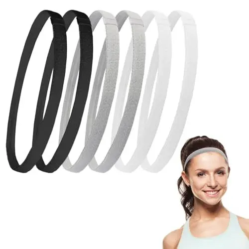 Produktbild: 6 Stück Haarband Herren, Elastische Sport-Haarbänder Set - rutschfest, Komfortabel und Vielseitig - Perfekt für Yoga, Fußball, Joggen - Damen, Herren und Kinder