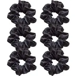 Produktbild: 6 Stück Haargummis Scrunchies Schwarz Elastische Haarbänder für Mädchen Damen Frauen, Dicke Haargummi Pferdeschwanz Haar-Accessoires