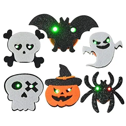 Produktbild: 6 Stück Halloween-Broschennadeln, Dekorative LED-Broschen, Leuchtende Brosche, Halloween-Brosche (a)