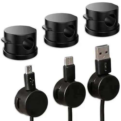 Produktbild: 6 Stück Kabelhalter Kabelclips,Kabel Organizer Magnetische Kabelmanagement Selbstklebende Kabelhalter, Kabelhalter Kabelclips Kabel Management, für Schreibtisch, Nachttisch, Ladekabel