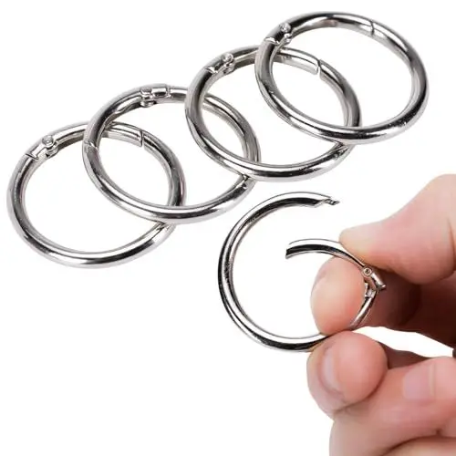 Produktbild: 6 Stück Karabiner Rund,Karabinerring,Karabinerring mit Federöffnung,Federverschlüsse,Silber O-Ring,Schlüsselringe für Schlüsselanhänger,Geldbörsen,Tasche,40mm