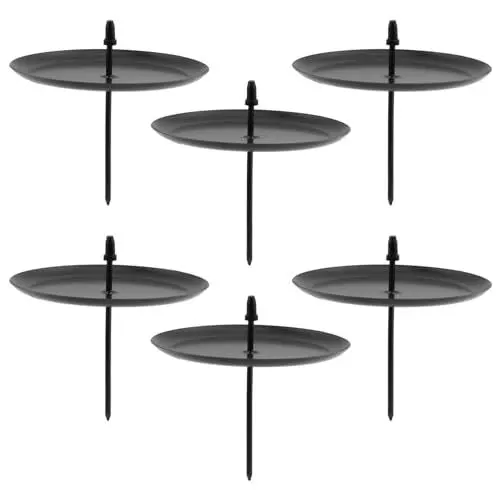 Produktbild: 6 Stück Kerzenhalter Advent Kerzenteller Adventskranz Metall, 7.5cm Kerzenstecker für Adventskranz Weihnachten Kerzenteller Mit Dorn(Schwarz)