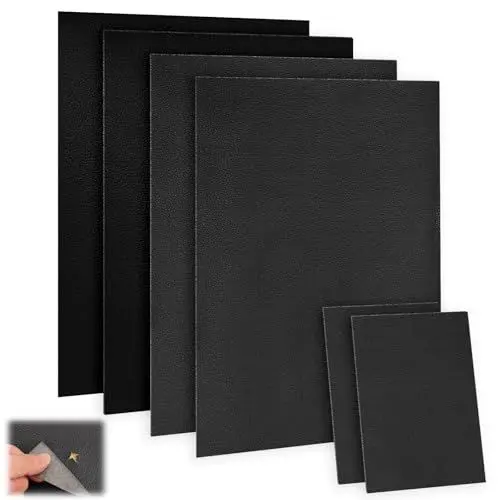 Produktbild: 6 Stück Kunstleder Selbstklebend, Leder Reparatur Set Schwarz, 4er 20x30 cm+2er 10x20 cm Lederflicken Selbstklebend, Premium Leder Selbstklebend Patch für Sofas Autositze Möbel Leder Reparatur