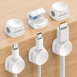 Produktbild: (6 Stück) Lamicall Kabelhalter Kabelclips, Kabel Organizer - (Einhand-Bedienung) Feder Kabelklemmen Selbstklebend, Kabelorganizer für Schreibtisch/Wand, Kabelmanagement für Netzkabel, HDMI, Ladekabel