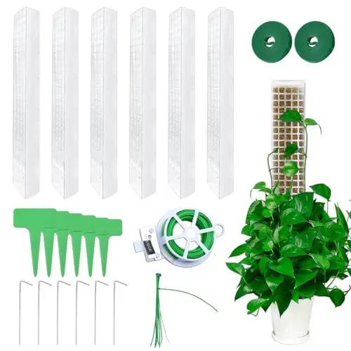 Produktbild: 6 Stück Moosstab，Moosstab für Monstera，Moss Pole mit 6 Nägel·· 6 berühmte Marken mit Nachnamen·· 10-Reißverschlüsse·· 2 Klettaufkleber·· 1 Kabelbinder für von Pflanzen die nach Oben Klettern-Verwendung