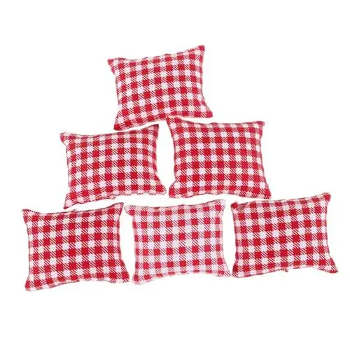 Produktbild: 6 Stücke Puppenhaus Miniatur Kissen Möbel Zubehör Dekorative Kissen Modelle Spielzeug Mini Puppenhaus Dekore für 1/12 Puppenhaus Sofa Bett Zubehör