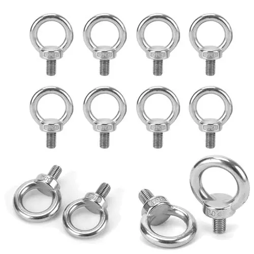 Produktbild: 6 Stück Ringschraube M8 aus 304 Edelstahl, Ring-Augenbolzen mit Außengewinde für Blumentöpfe, Schaukelständer und Hängedekoration, Korrosionsbeständig und Langlebig