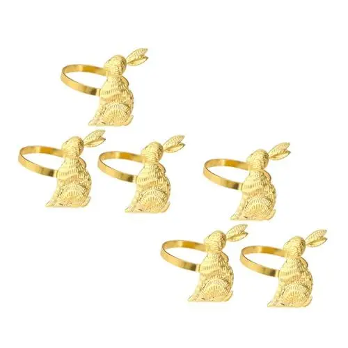 Produktbild: 6 Stück Serviettenringe Tischdekorationen Ostern Serviettenverschluss Metall Kaninchen Serviettenschnallen Metall Serviettenschnallen Serviettenringe Ostern MOLUCKFU