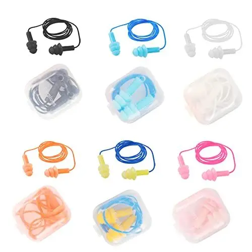 Produktbild: 6 Stück Silikon Ohrstöpsel mit Seil, Schalldichte Ohrstöpsel, Schwimmen Ohrstöpsel, Schalldichte Ohrstöpsel, Gehörschutzstöpsel, Lärmschutz Ohrstöpsel, Ear Plugs, Mit Aufbewahrungsbox
